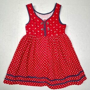 VTG Wiener Werkstatte Dirndl Red Floral Dress Toddler 96‎ 12M-2T c.40s EUC